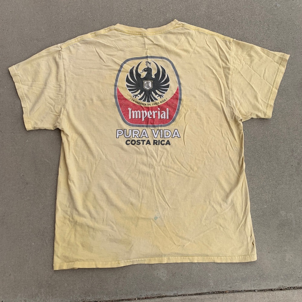 Vintage y2k Imperial Cerveza logo tshirt in yellow - size medium mens